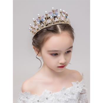 兒童公主韓式禮服裙水晶演出皇冠