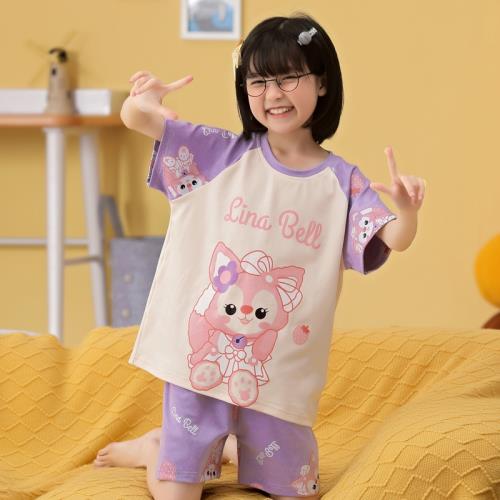 兒童睡衣女孩短袖純棉夏季薄款女童中大童小學生家居服套裝可外穿