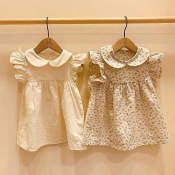 2020韓版童裝嬰兒公主連衣裙夏季翻領洋氣女寶寶純棉背心碎花裙子