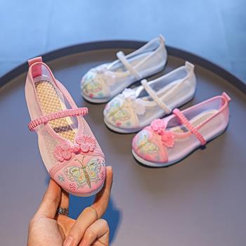 女童漢服鞋新款古風古裝民族風寶寶超仙公主老北京布鞋兒童繡花鞋