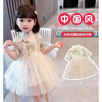 女童中國風寶寶周歲網紗裙漢服