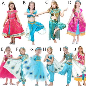 歐美兒童阿拉丁神燈茉莉公主連衣裙童裝cosplay服裝萬圣舞臺表演