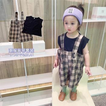 女寶寶格子洋氣3歲韓版潮服夏裝