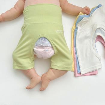嬰兒夏季莫代爾薄款開檔護肚五分中褲男女寶寶無骨高腰嬰幼兒短褲
