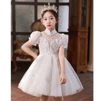 周歲小女孩白色婚紗鋼琴兒童禮服