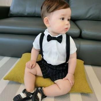 小男童西裝夏寶寶1周歲宴禮服春秋2抓周衣服嬰幼兒童生日紳士套裝