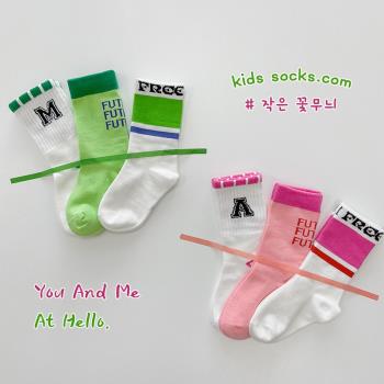 潮襪亮色字母運動風春夏兒童襪子