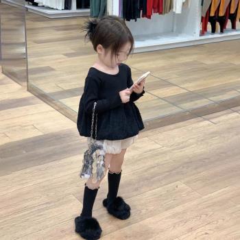 春夏季新款韓版女童黑色長袖襯衣