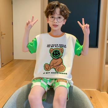 春夏季純棉男生寬松款寶寶睡衣