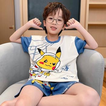 夏季純棉皮卡丘寶寶小孩大童睡衣