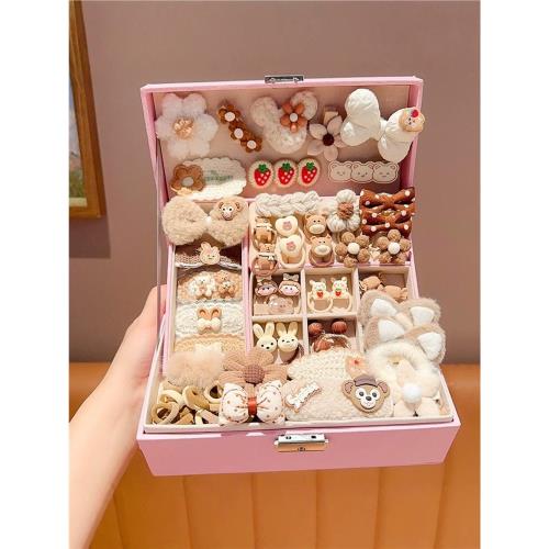 日本兒童發飾套裝禮盒小女孩生日禮物公主發卡皮筋頭飾寶寶首飾盒