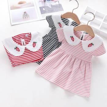 夏季小寶寶條紋純棉卡通裙子童裝