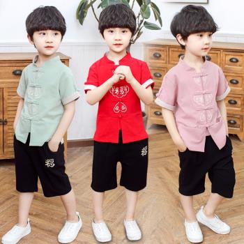 漢服棉麻復古中國風短袖男童夏裝