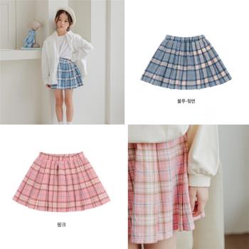 韓國品牌女童格紋百褶半裙
