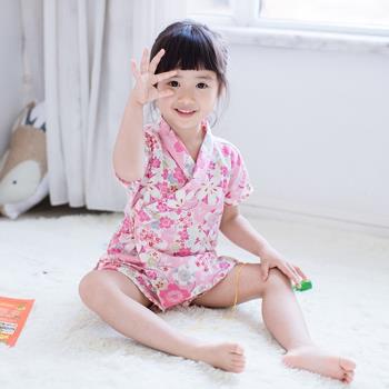女童日式睡衣寶寶棉麻兩件套短袖