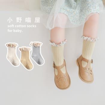 春季新款女童韓版襪子精梳棉可愛寶寶襪雪紡碎花公主花邊中筒