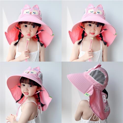 兒童漁夫帽夏季薄款遮陽風扇帽子透氣夏天男童女童防曬寶寶太陽帽