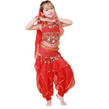 新款兒童印度舞蹈服女童肚皮舞演出服裝少幼兒民族新疆短袖表演服