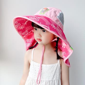 兒童防曬帽海邊沙灘遮陽帽太陽帽男童夏季帽子女童可愛涼帽漁夫帽