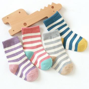 新生兒秋冬條紋拼色0-1-3歲襪子