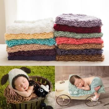 新生兒攝影方形粗線小毛毯 影樓兒童寫真框盆填充物輔助毯子道具