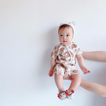 新生兒韓國寶寶短袖哈衣薄款夏裝
