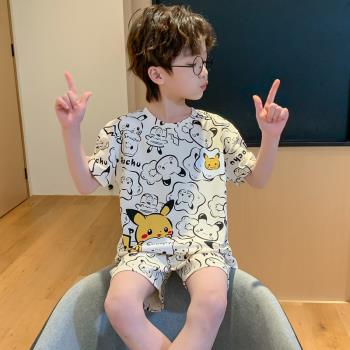 皮卡丘夏季短袖短褲空調純棉睡衣