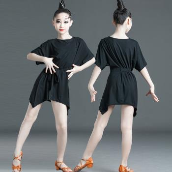 拉丁舞服裝女兒童專業舞蹈練功服連衣裙套裝新款夏季比賽服演出服