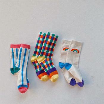 超正豎條彩虹兒童襪子