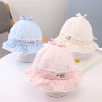 嬰兒帽子春秋新生兒胎帽0-3個月6女寶寶太陽帽夏季薄款棉遮陽帽12
