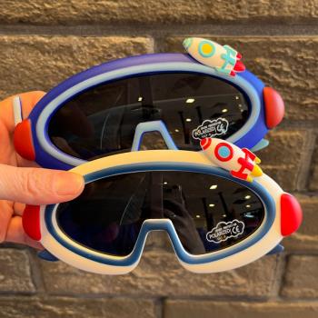 兒童偏光眼鏡男童時尚潮酷帥太空飛船太陽鏡寶寶硅膠墨鏡防紫外線