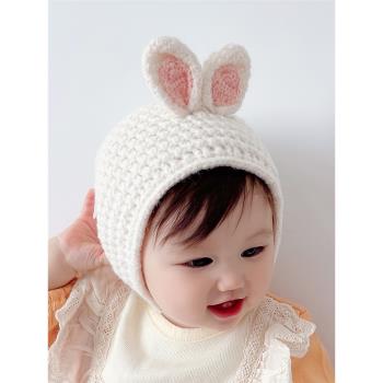 秋冬保暖可愛兔耳朵韓版嬰兒帽子