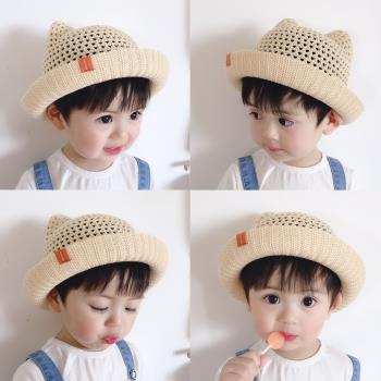夏季1-2歲薄款男童女童遮陽草帽