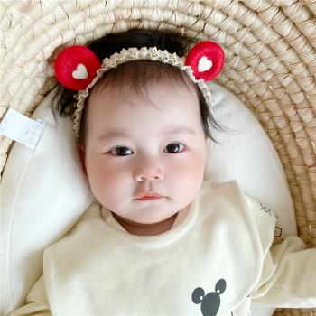 嬰兒可愛立體耳朵滿月周歲發帶