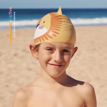 vodabeba硅膠男童女童鯊魚泳帽