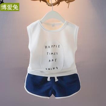 男童背心套裝韓版夏季嬰兒衣服運動兒童無袖兩件套男寶寶夏裝薄款