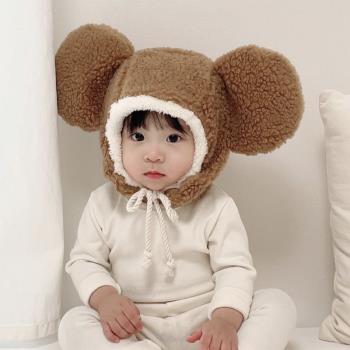 嬰幼兒童卡通毛絨保暖防寒護耳帽