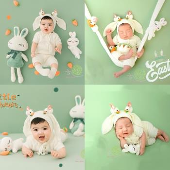 兒童主題攝影服裝新生兒滿月造型服飾兔年寶寶拍照衣服百天男女童