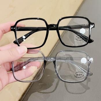 女孩文藝簡約方框透明防藍光眼鏡