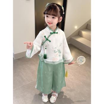 兒童漢服春裝新款中國風男童演出服女童古風唐裝幼兒園表演服套裝
