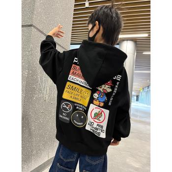 衛衣網紅加絨炸街春秋季男童連帽