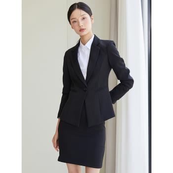 黑色西裝正裝女套裝大學生職業面試氣質工作服韓版商務小西服外套