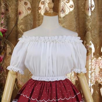 lolita短袖內搭蕾絲高腰日系洋裝