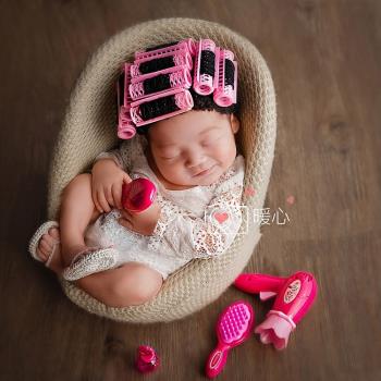 新生嬰兒帽子吹風機攝影道具假發
