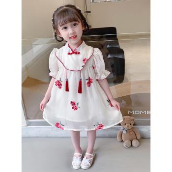 夏季兒童中國風旗袍短袖連衣裙