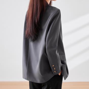 工裝西裝外套女2023年春秋新款韓版休閑氣質垂感高級感灰色西服女