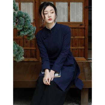 春秋棉麻唐裝旗袍上衣中國風素衣茶服女禪意禪服居士服民國女裝