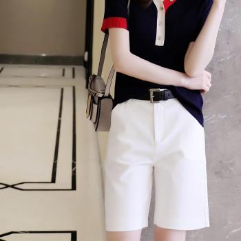 歐貨白色西裝短褲女2024夏季新款高腰薄款直筒中褲五分西服褲子夏