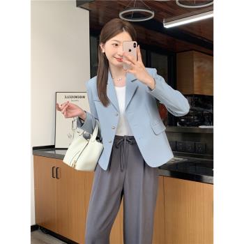 韓版短款小西裝外套女2023年春秋季新款氣質通勤小個子上衣