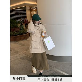 冬季復古中長款加厚羽絨服